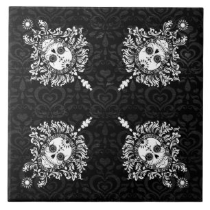 Carreau Damassé morte - tuile chic de motif de crâne de
