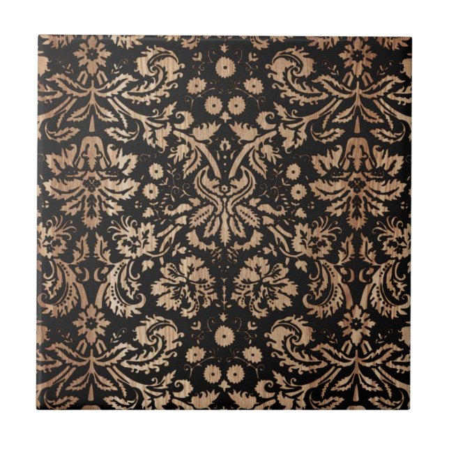 Carreau Damassé noire et en bois (Devant)