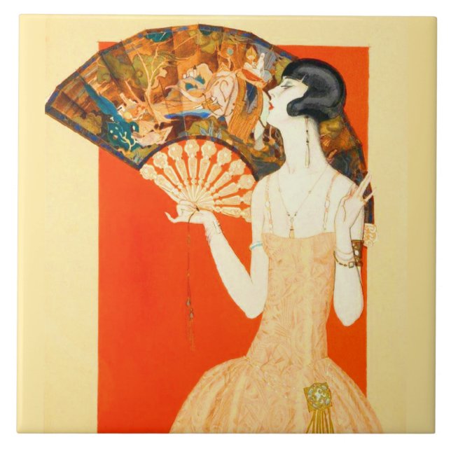 Carreau dame art déco avec ventilateur (Devant)