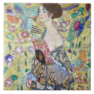 Carreau Dame avec un ventilateur, Gustav Klimt