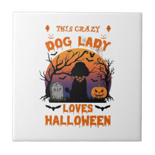 Carreau Dame Chien Fou Aime Halloween Poodle Citrouille To