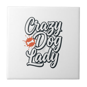 Carreau Dame Chien Fou Typographie Vintage Amant Des Anima