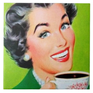 Carreau Dame de café cuisine rétro vintage