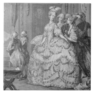 Carreau Dame de honneur de la Reine, gravée par P.A. Mart