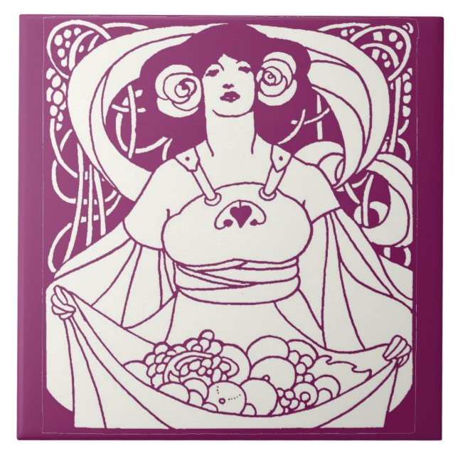 Carreau Dame de récolte Art nouveau (Devant)
