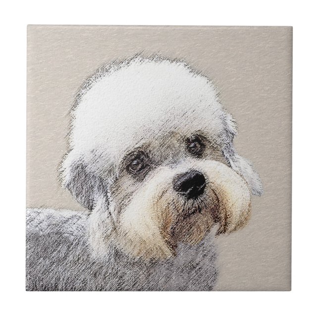 Carreau Dandie Dinmont Terrier Peinture Chien Art original (Devant)