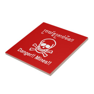 Carreau Danger ! ! Les mines ! ! SYMBOLE ☠ Cambodgien Khme
