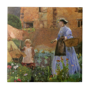 Carreau Dans un jardin à Cookham par George John Pinwell