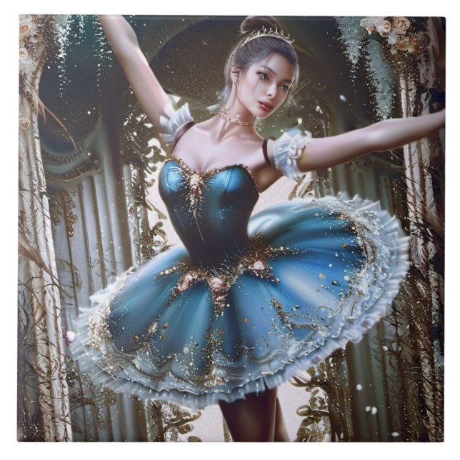 Carreau Danse de ballet dans un Tutu bleu (Devant)