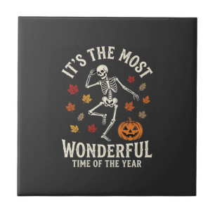 Carreau Danse de squelette de Halloween Citrouille Automne