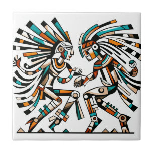 Carreau Danseurs autochtones Kokopeli Art