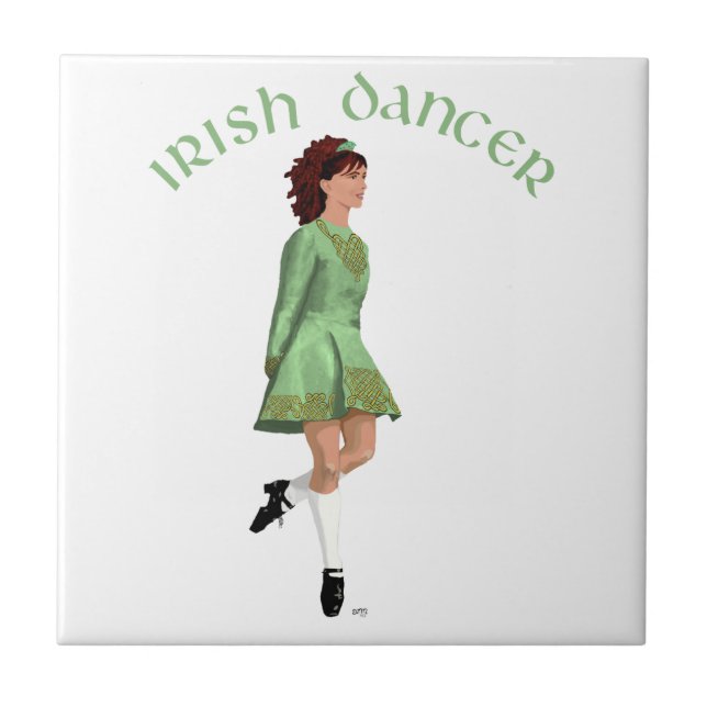 Carreau Danseuse de step irlandais - Vert (Devant)