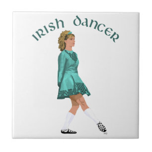 Carreau Danseuse Irlandaise en Chaussures Douces Turquoise