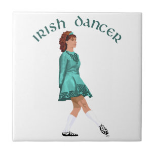Carreau Danseuse Irlandaise en Chaussures Douces Turquoise