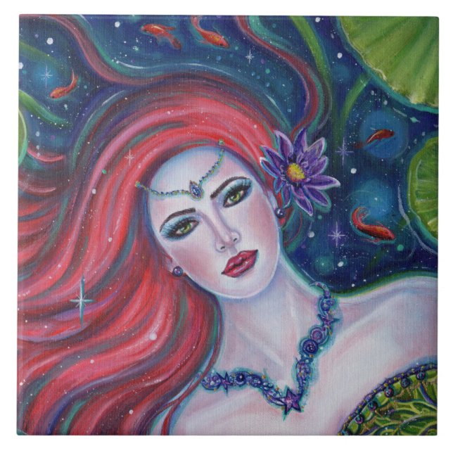 Carreau Daphne sirène avec lotus par Renee Lavoie (Devant)