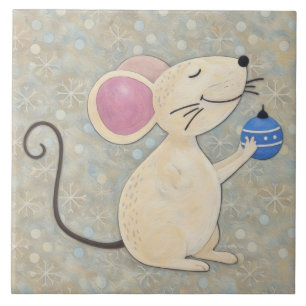Carreau d'art de Noël avec une souris mignonne dan