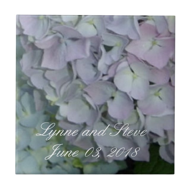 Carreau Date de mariage Hydrangea Mauve (Devant)