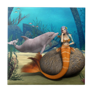Carreau Dauphine sirène rêveuse Art de fantaisie sous-mari