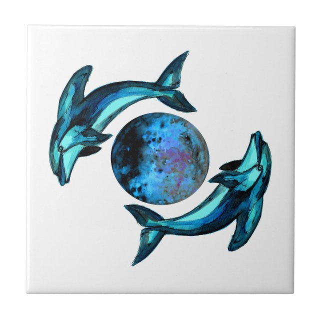 Carreau Dauphins de lune bleue (Devant)