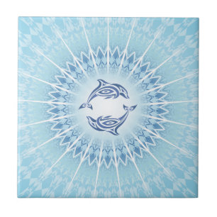 Carreau Dauphins Mandala Bleu Côté Océan