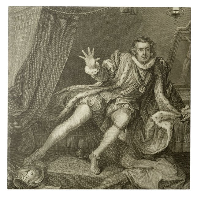Carreau David Garrick (1717-79) comme Richard III, Loi V (Devant)