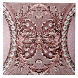 Carreau de céramique à fleur rose