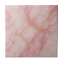 Carreau de céramique à motif marbré rose et or élé