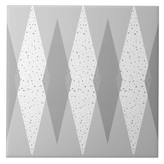 Carreau de céramique à motifs de losanges gris (Devant)