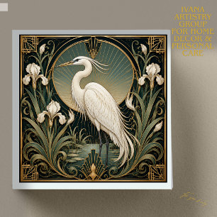 CARREAU DE CÉRAMIQUE ART DÉCO HÉRON BLANC, ACCENT