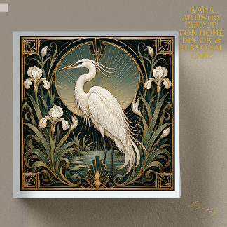 CARREAU DE CÉRAMIQUE ART DÉCO HÉRON BLANC, ACCENT