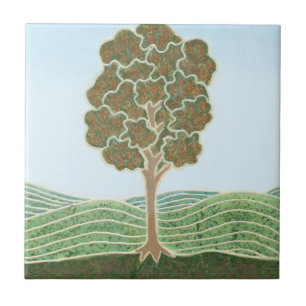 Carreau de céramique avec image d'arbre d'automne