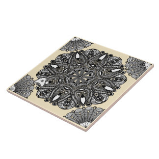 Carreau de céramique beige B "La touche d'infini"