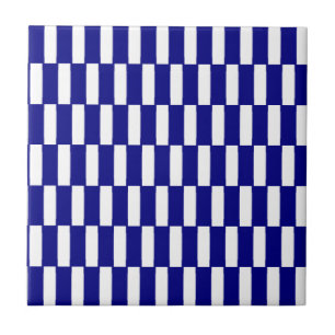 Carreau de céramique bleu et blanc à rayures à car