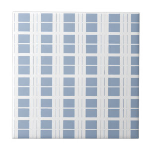 Carreau de céramique bleu et blanc à rayures carré