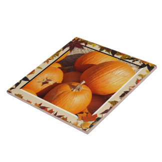 Carreau de céramique - citrouilles encadrés par
