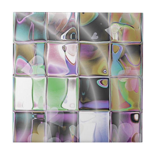 Carreau de céramique coloré unique de coeurs et (Devant)