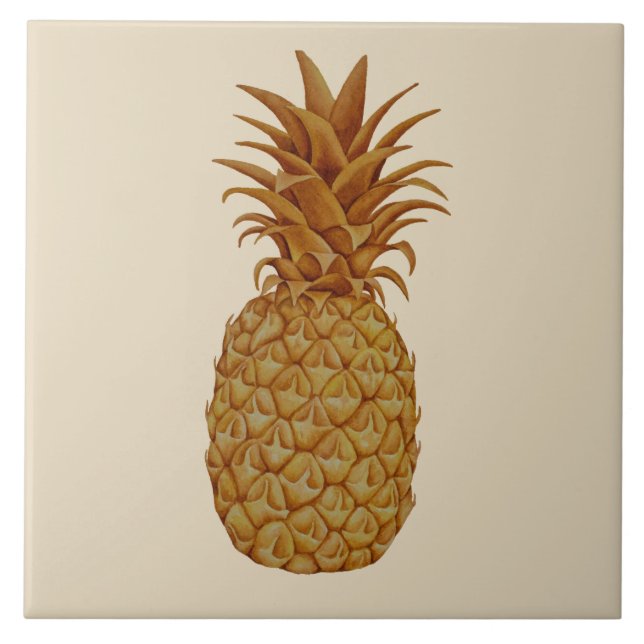 Carreau de céramique d'ananas hawaïen tropical (Devant)