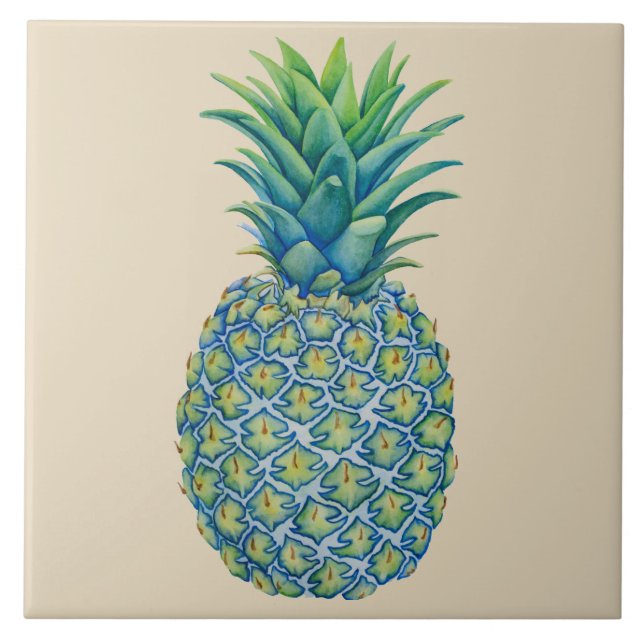 Carreau de céramique d'ananas hawaïen tropical (Devant)