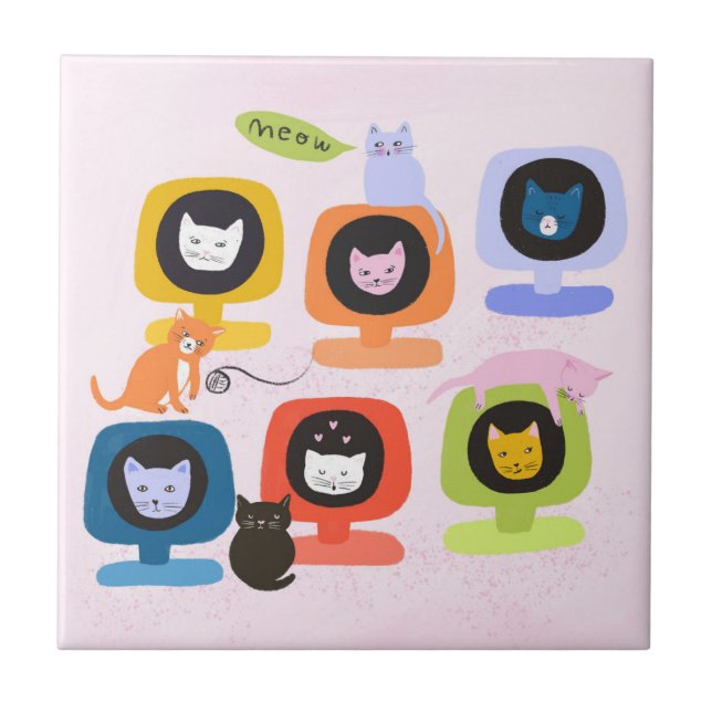 Carreau de céramique de chats (Devant)