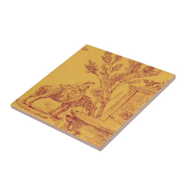 Carreau de céramique de cheval français vintage de (Côté)
