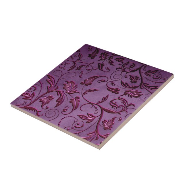 Carreau de céramique de dentelle pourpre (Côté)