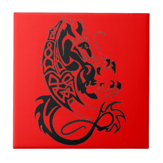 Carreau de céramique de dragon rouge