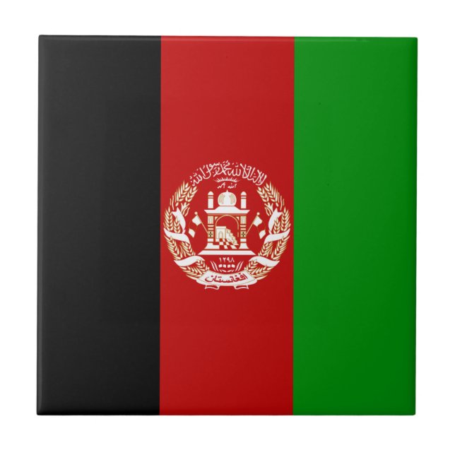 Carreau de céramique de drapeau de l'Afghanistan (Devant)
