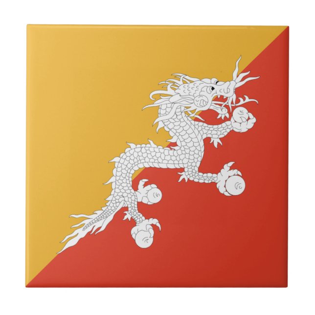 Carreau de céramique de drapeau du Bhutan (Devant)