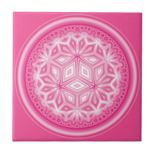 Carreau de céramique de fleur abstraite rose 4,25 