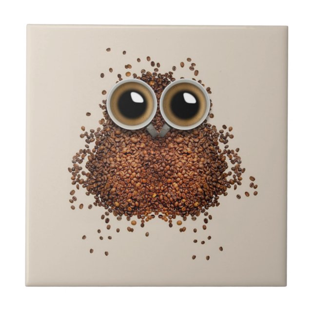 Carreau de céramique de hibou de café (Devant)