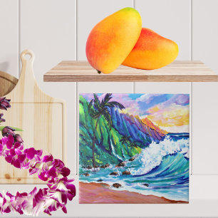 Carreau de céramique de la côte tropicale hawaïenn