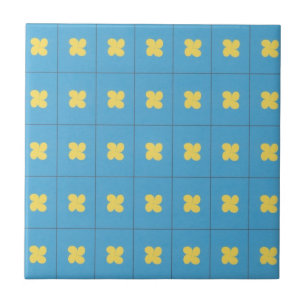 Carreau de céramique de larme bleue et jaune