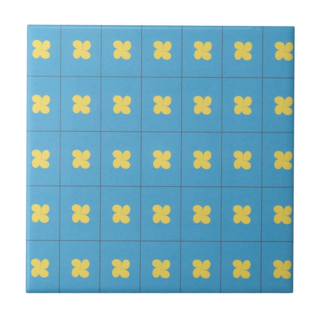Carreau de céramique de larme bleue et jaune (Devant)
