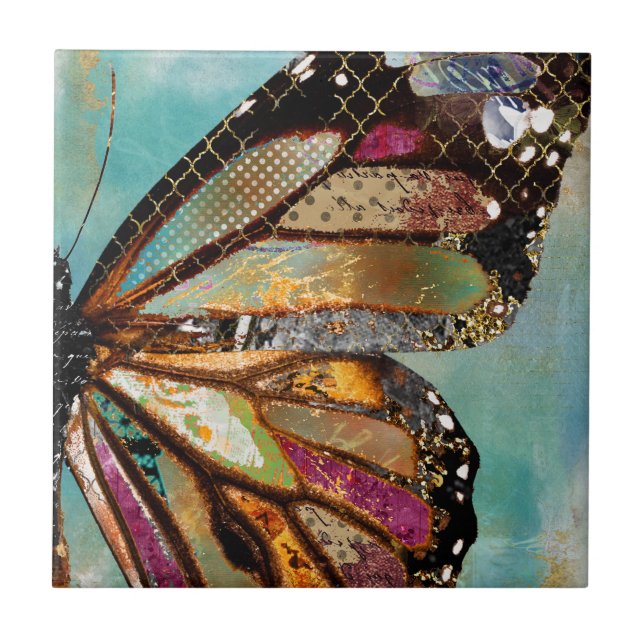 Carreau de céramique de papillon de cieux bleus (Devant)